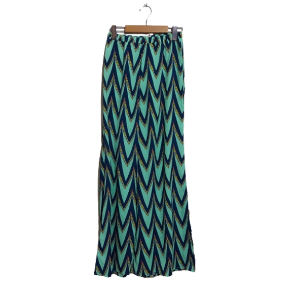 PINK OWL Wide Leg Aqua Print High Waist Small - Picture 3 of 6